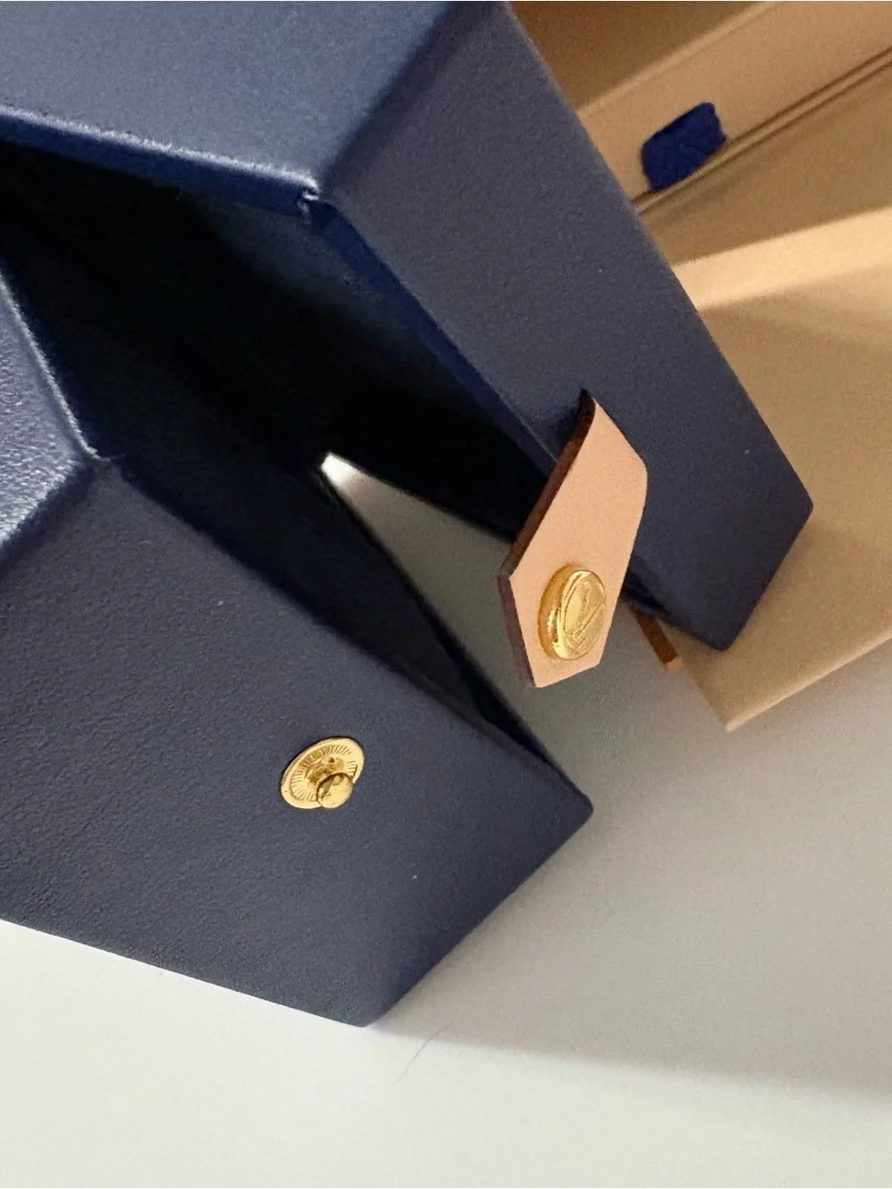 Louis Vuitton Jewelry Ring Box in Navy Blue leather with gift box